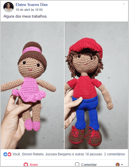 amigurumi de uma menina e um menino